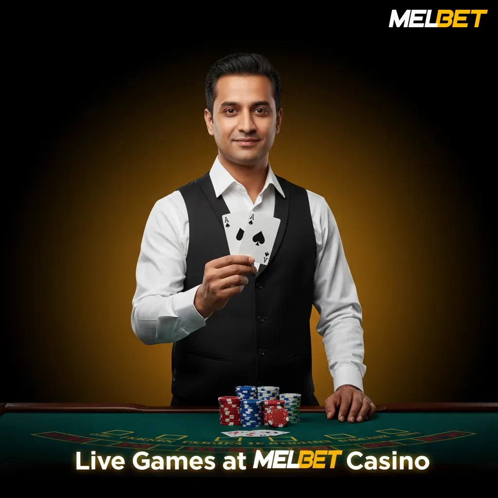 Melbet live dealer casino in India featuring roulette, blackjack, baccarat, poker, Hindi tables, and INR stakes