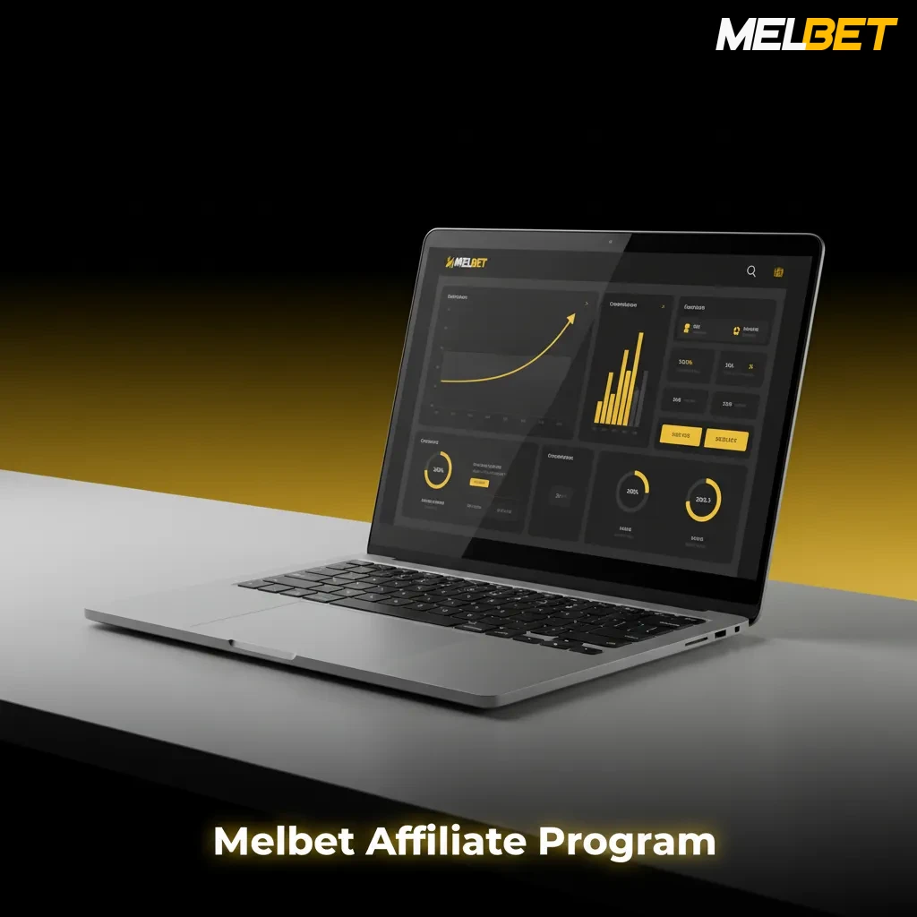 Melbet Affiliate Program banner with tracking, marketing tools, timely payouts, and India-focused manager support.